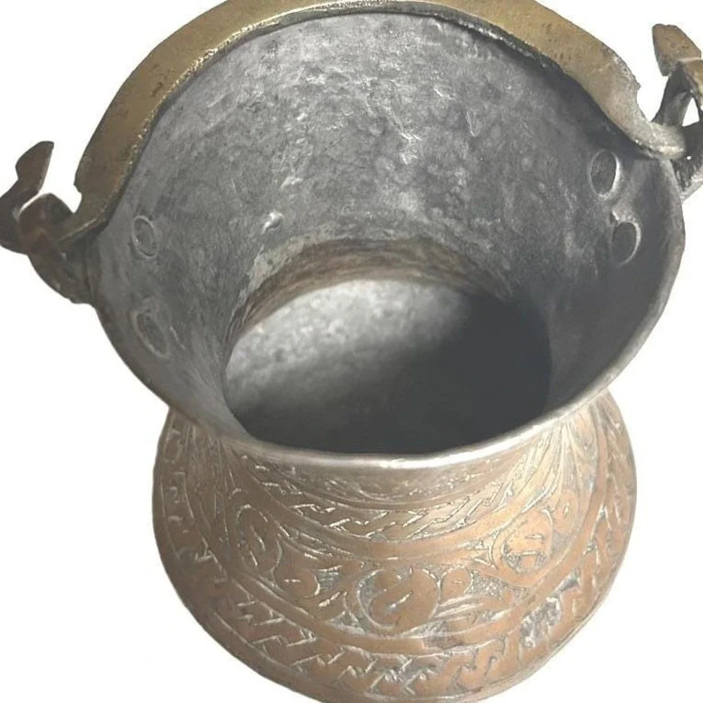 Antique Copper Vessel Unisex Small Copper Fair Hand-Etched‎ Middle Eastern Style